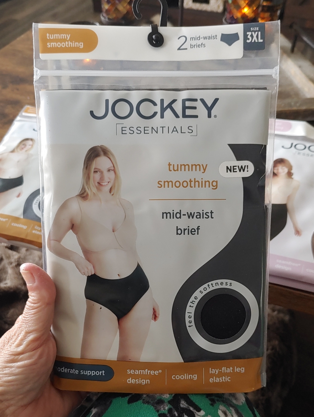 NWT Jockey 3X Black Tummy Smoothing Mid-waist Brief 2 Pack Tummy Shapers